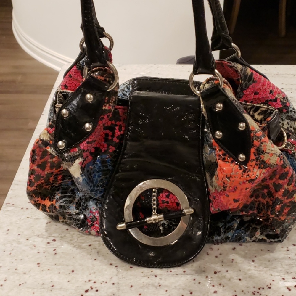 Bright snake skin pattern purse